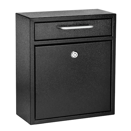 Adiroffice Medium Steel Drop Box Wall-Mount Locking Mailbox, Black ADI631-05-BLK-MK